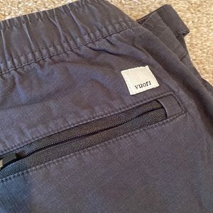 Vuori hiking pants, charcoal and terracotta, size small